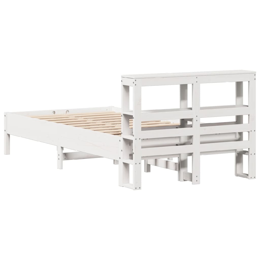 Cadre de lit sans matelas blanc 120x200 cm bois de pin massif - XIOS