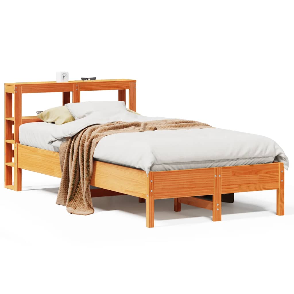 Cadre de lit sans matelas cire marron 120x200cm bois pin massif - XIOS