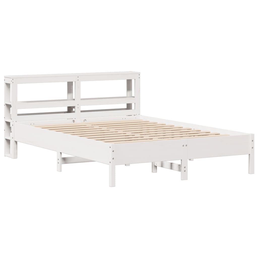 Cadre de lit sans matelas blanc 140x190 cm bois de pin massif - XIOS