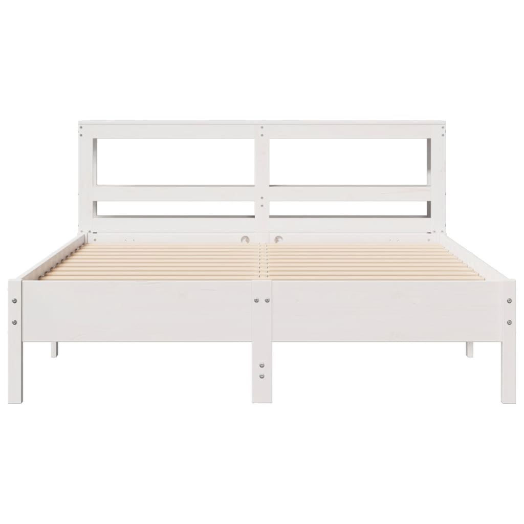 Cadre de lit sans matelas blanc 140x190 cm bois de pin massif - XIOS