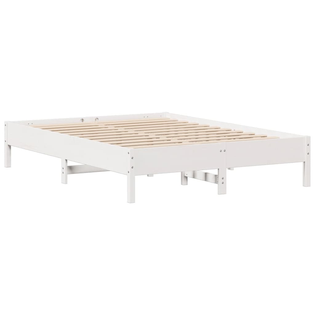 Cadre de lit sans matelas blanc 140x190 cm bois de pin massif - XIOS