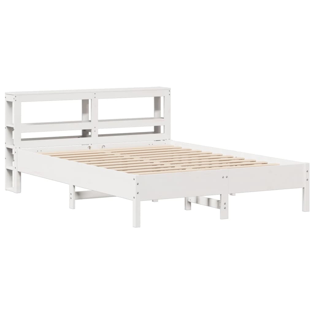 Cadre de lit sans matelas blanc 135x190 cm bois de pin massif - XIOS
