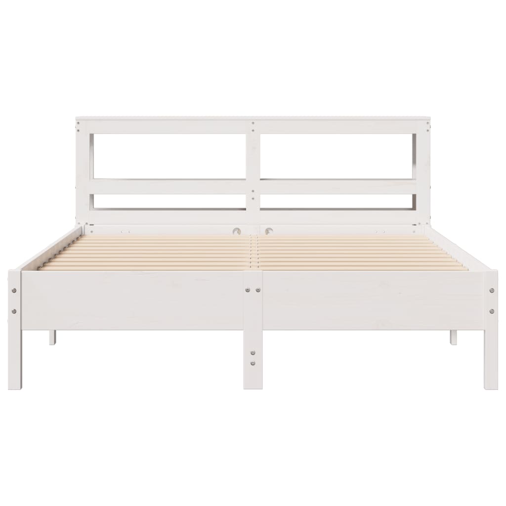 Cadre de lit sans matelas blanc 135x190 cm bois de pin massif - XIOS