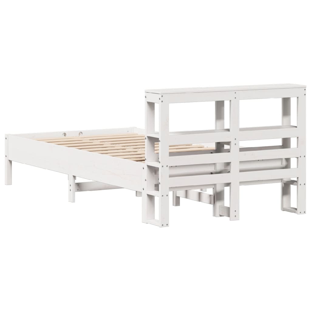 Cadre de lit sans matelas blanc 120x190 cm bois de pin massif - XIOS