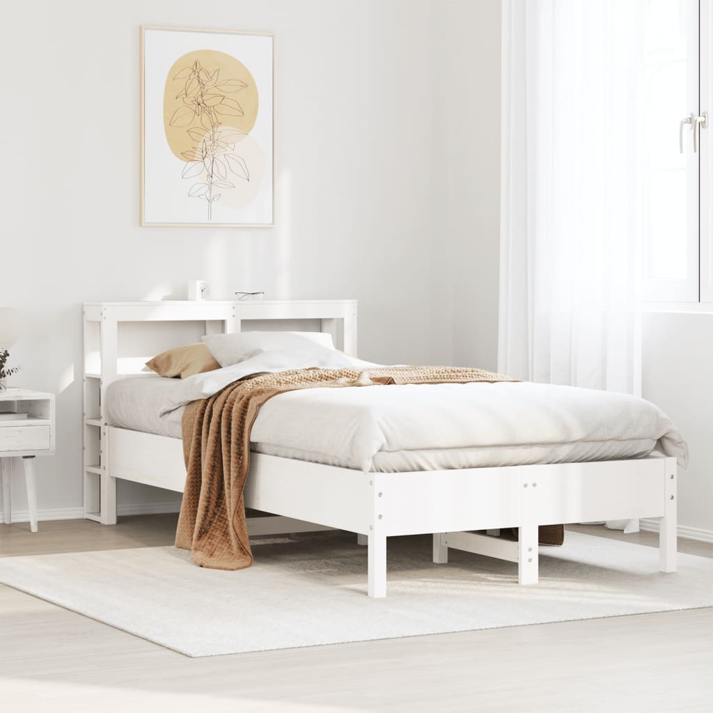 Cadre de lit sans matelas blanc 75x190 cm bois de pin massif - XIOS