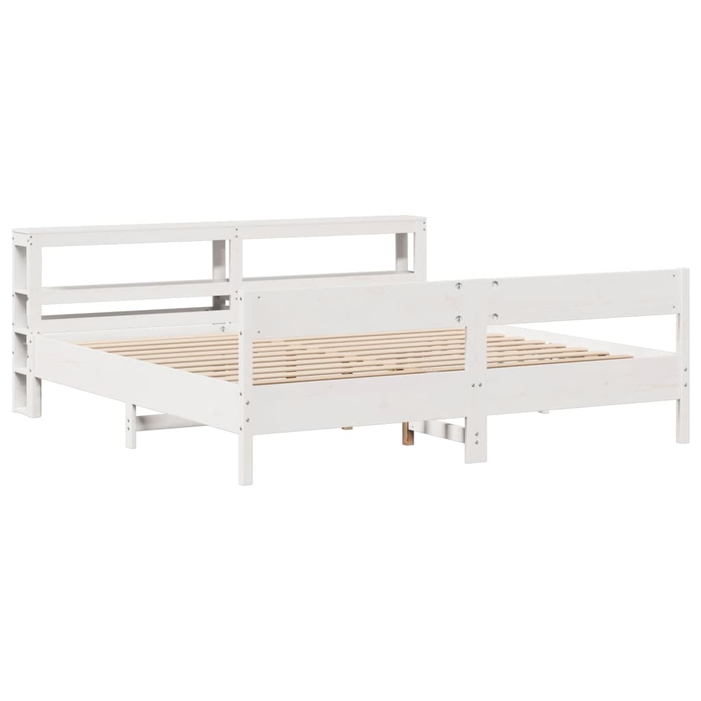 Cadre de lit sans matelas blanc 180x200 cm bois massif de pin - XIOS