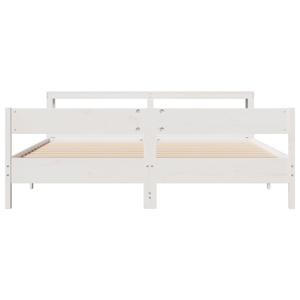 Cadre de lit sans matelas blanc 180x200 cm bois massif de pin - XIOS