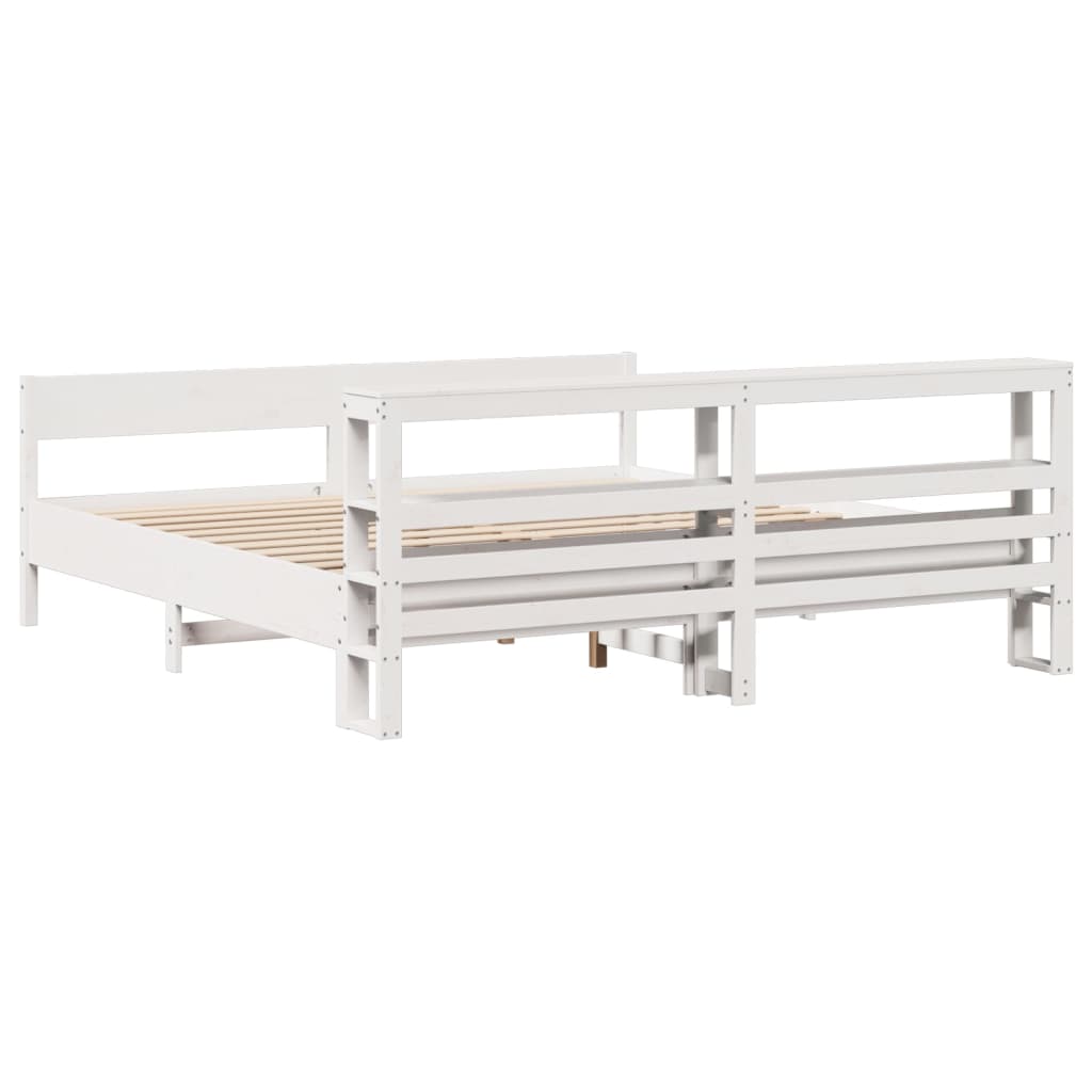 Cadre de lit sans matelas blanc 180x200 cm bois massif de pin - XIOS