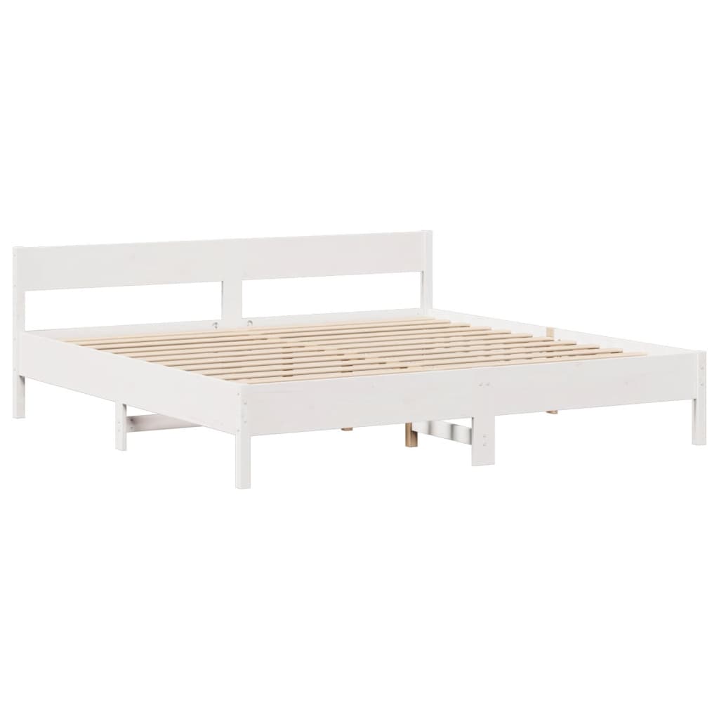 Cadre de lit sans matelas blanc 180x200 cm bois massif de pin - XIOS