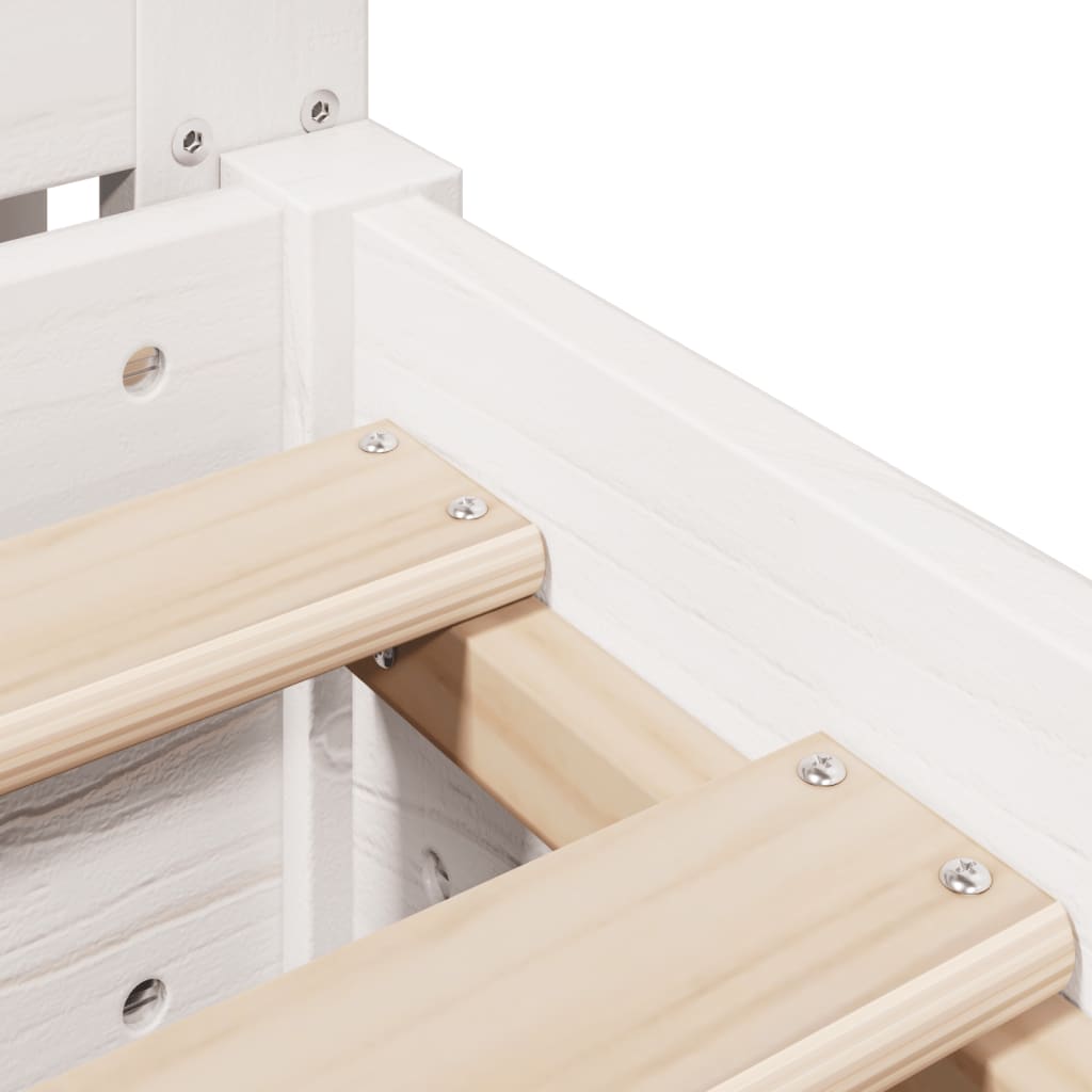 Cadre de lit sans matelas blanc 180x200 cm bois massif de pin - XIOS
