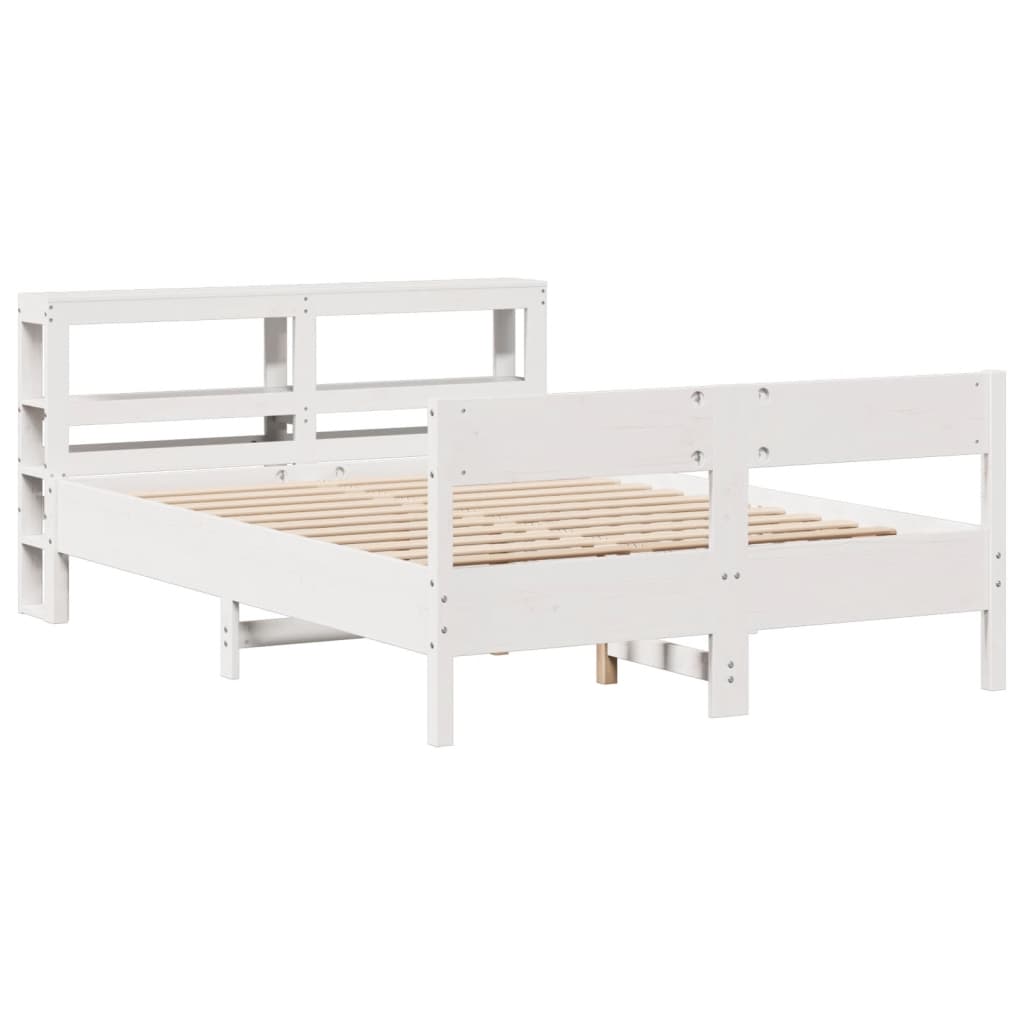 Cadre de lit sans matelas blanc 160x200 cm bois de pin massif - XIOS