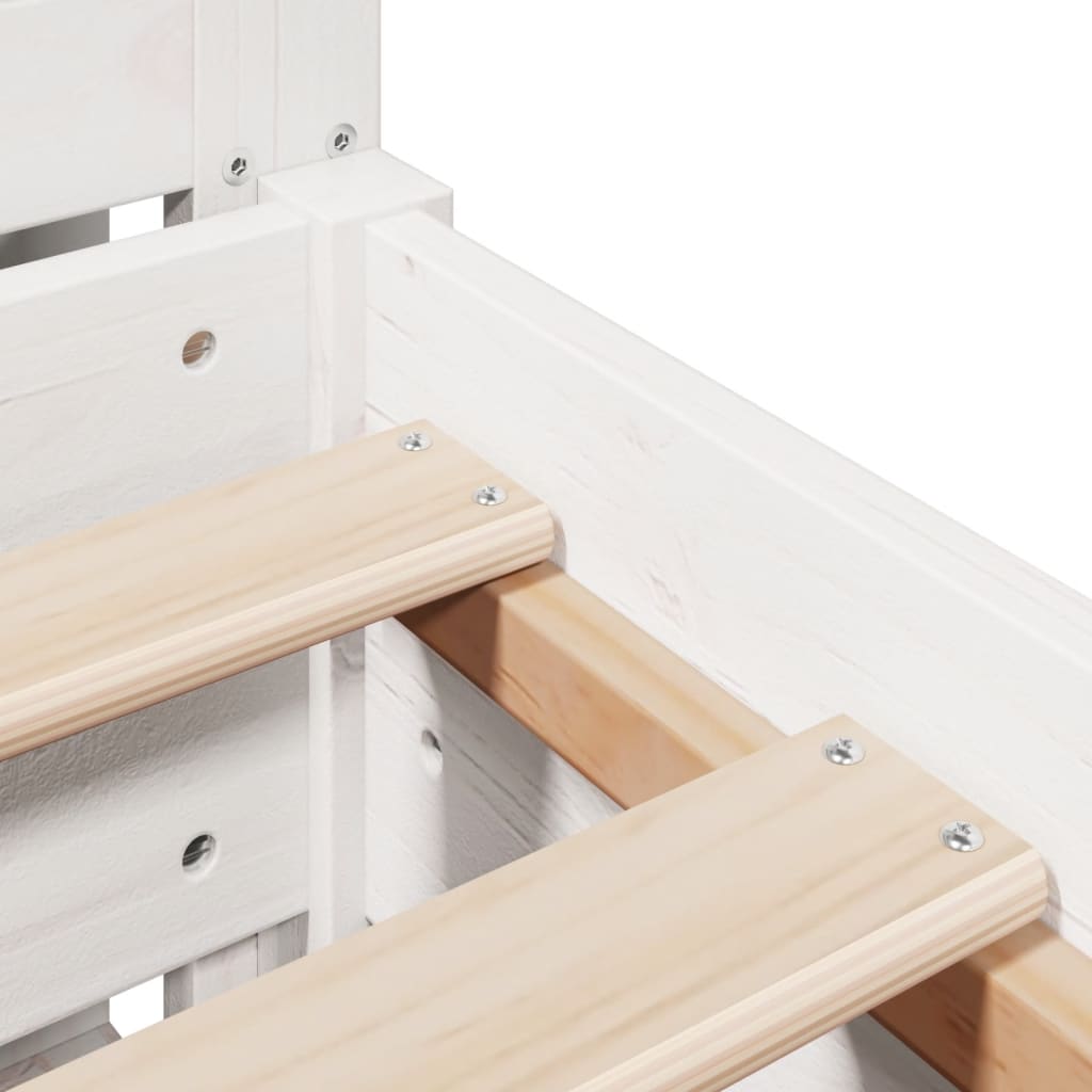 Cadre de lit sans matelas blanc 160x200 cm bois de pin massif - XIOS