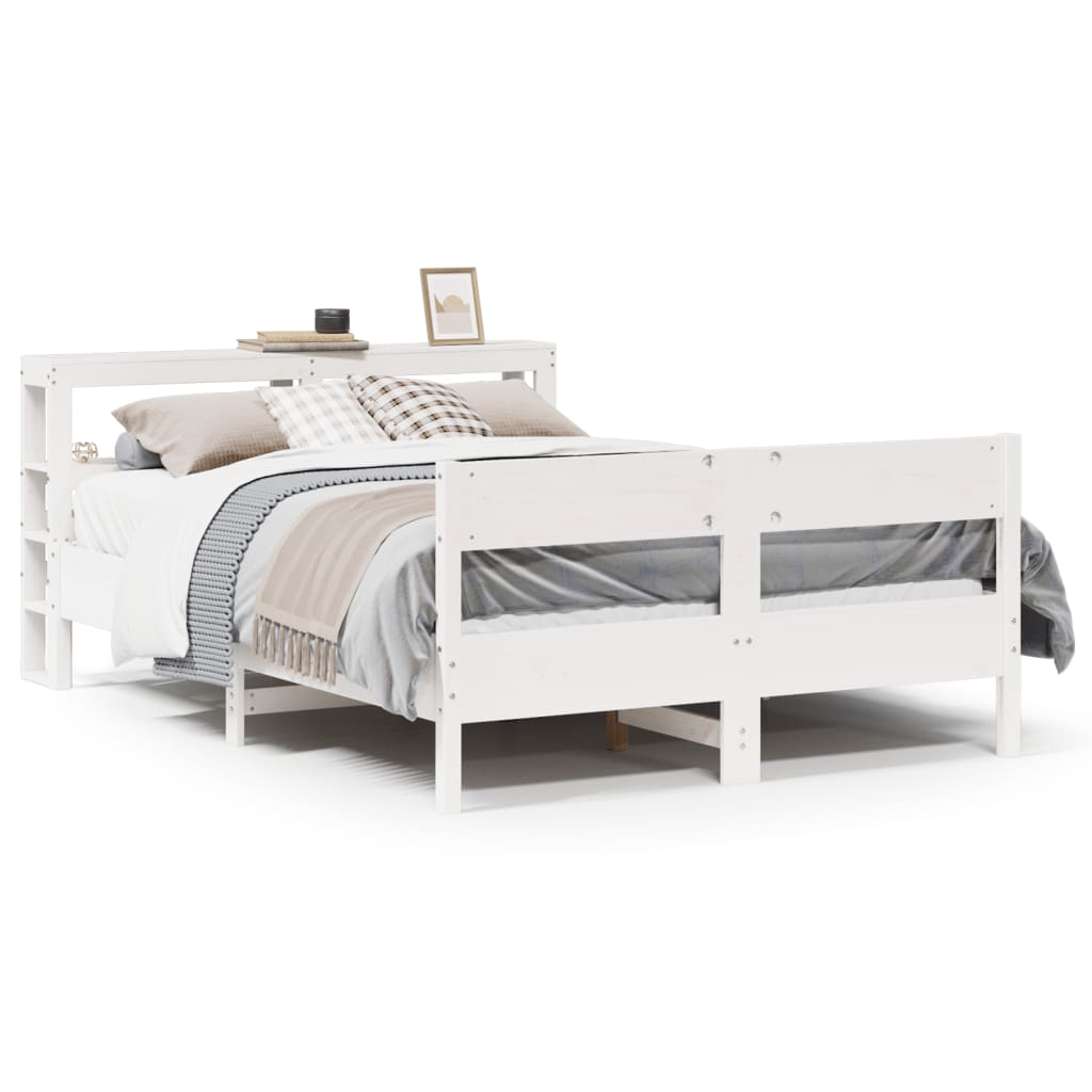 Cadre de lit sans matelas blanc 120x200 cm bois de pin massif - XIOS