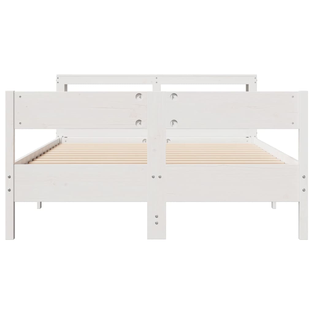 Cadre de lit sans matelas blanc 120x200 cm bois de pin massif - XIOS