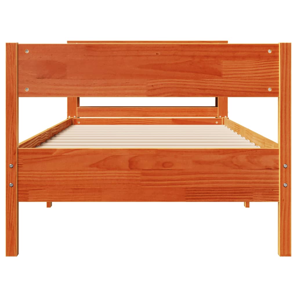 Cadre de lit sans matelas cire marron 100x200cm bois pin massif - XIOS