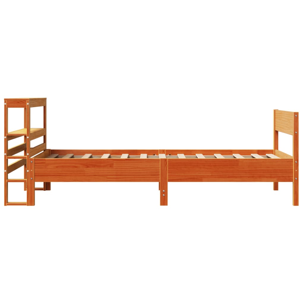 Cadre de lit sans matelas cire marron 100x200cm bois pin massif - XIOS