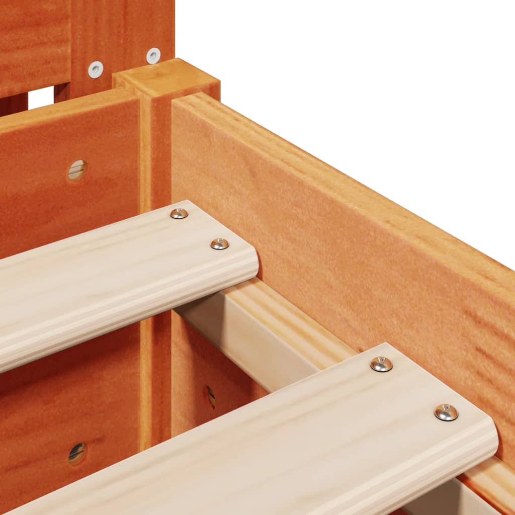 Cadre de lit sans matelas cire marron 100x200cm bois pin massif - XIOS