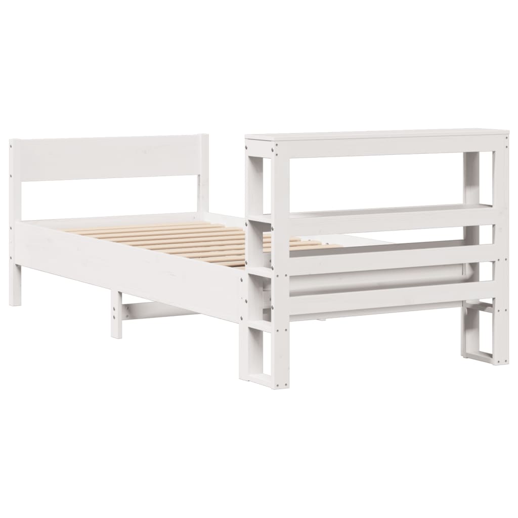 Cadre de lit sans matelas blanc 90x200 cm bois de pin massif - XIOS