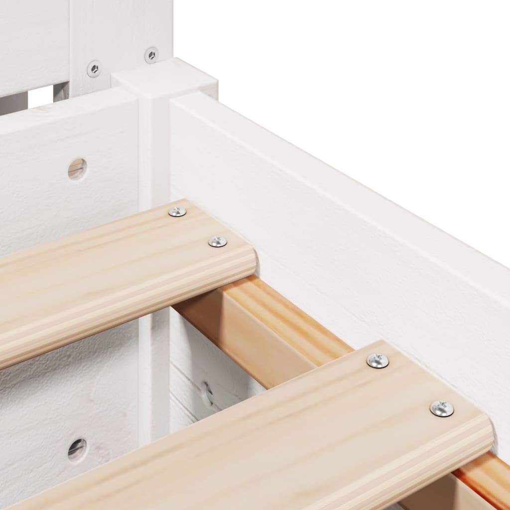 Cadre de lit sans matelas blanc 90x200 cm bois de pin massif - XIOS