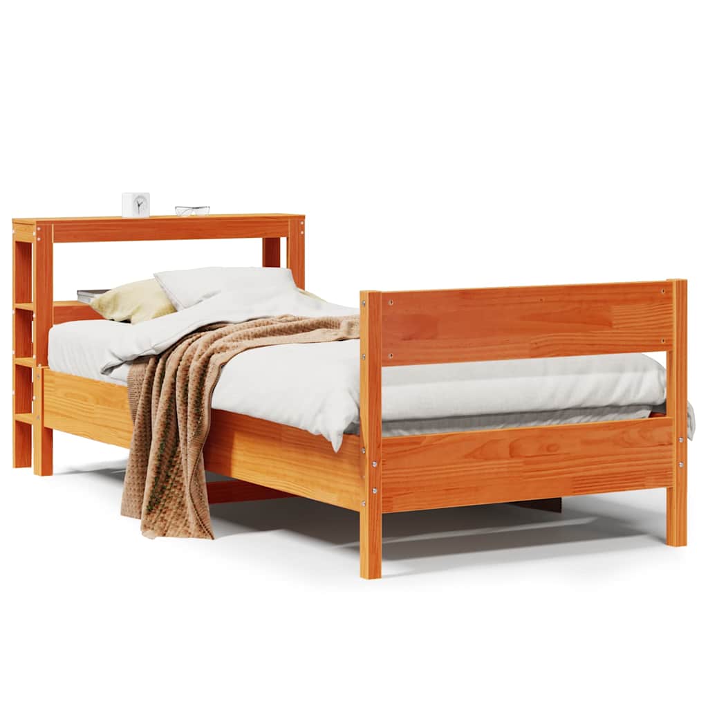 Cadre de lit sans matelas cire marron 90x200 cm bois pin massif - XIOS