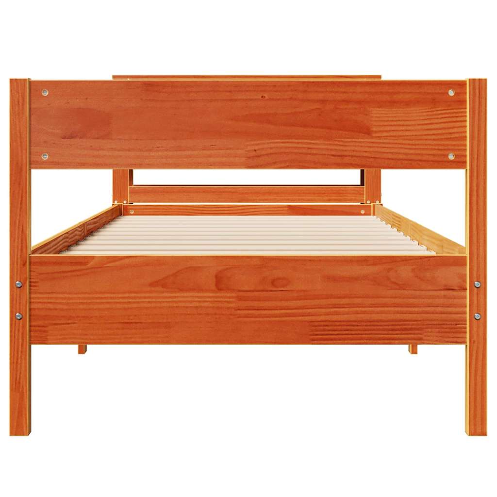 Cadre de lit sans matelas cire marron 90x200 cm bois pin massif - XIOS