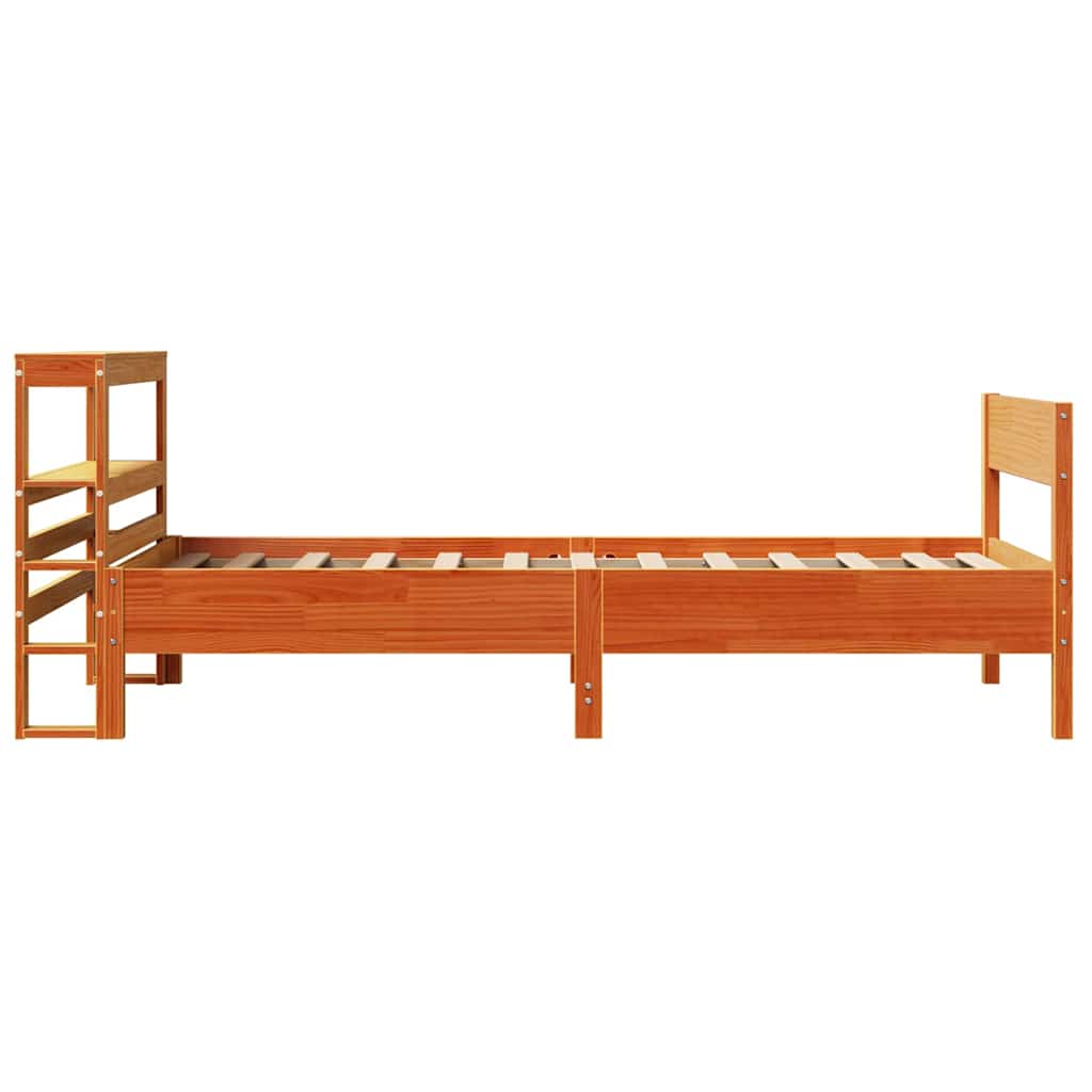 Cadre de lit sans matelas cire marron 90x200 cm bois pin massif - XIOS