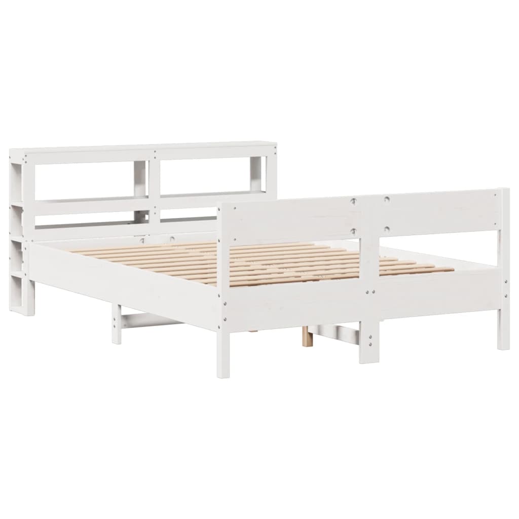 Cadre de lit sans matelas blanc 135x190 cm bois de pin massif - XIOS