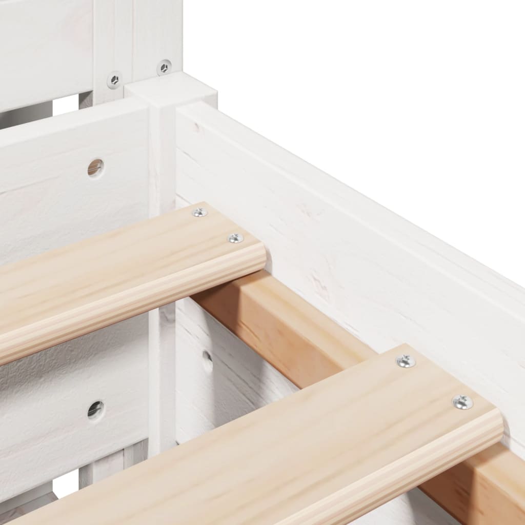 Cadre de lit sans matelas blanc 120x190 cm bois de pin massif - XIOS