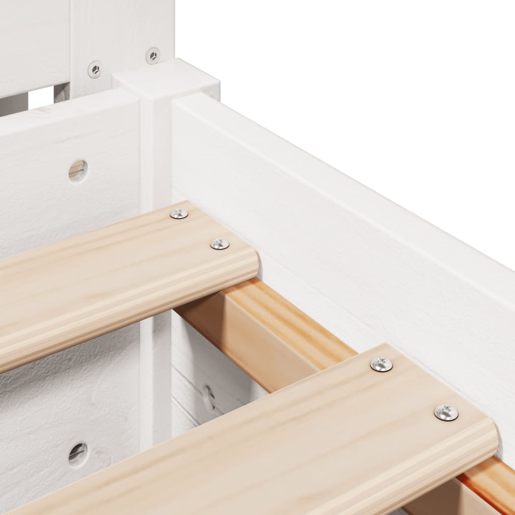 Cadre de lit sans matelas blanc 90x190 cm bois de pin massif - XIOS
