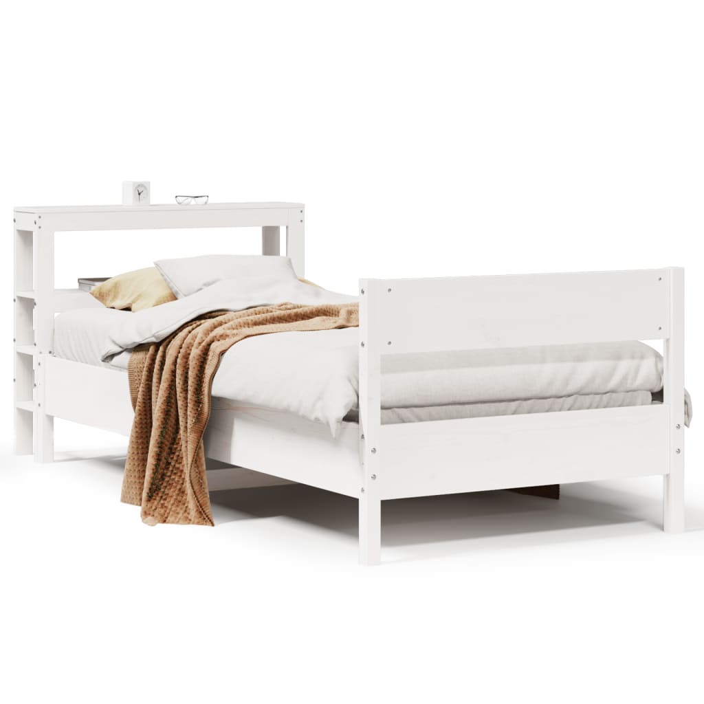 Cadre de lit sans matelas blanc 75x190 cm bois de pin massif - XIOS