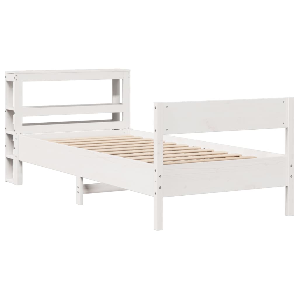 Cadre de lit sans matelas blanc 75x190 cm bois de pin massif - XIOS