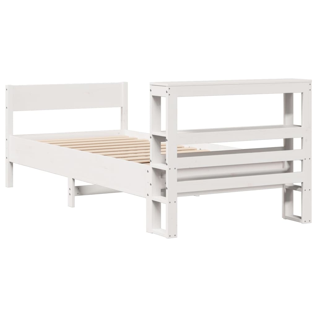 Cadre de lit sans matelas blanc 75x190 cm bois de pin massif - XIOS