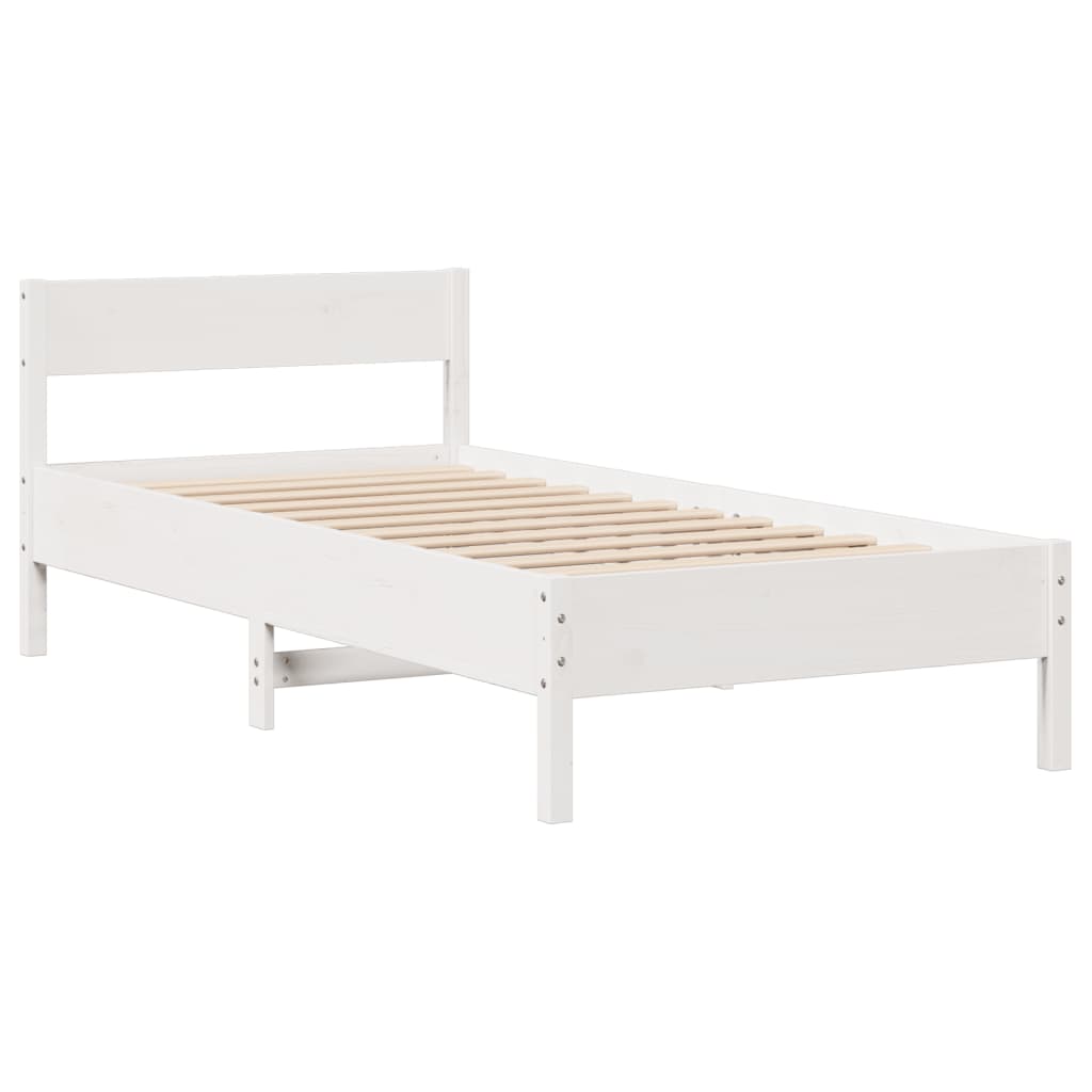 Cadre de lit sans matelas blanc 75x190 cm bois de pin massif - XIOS