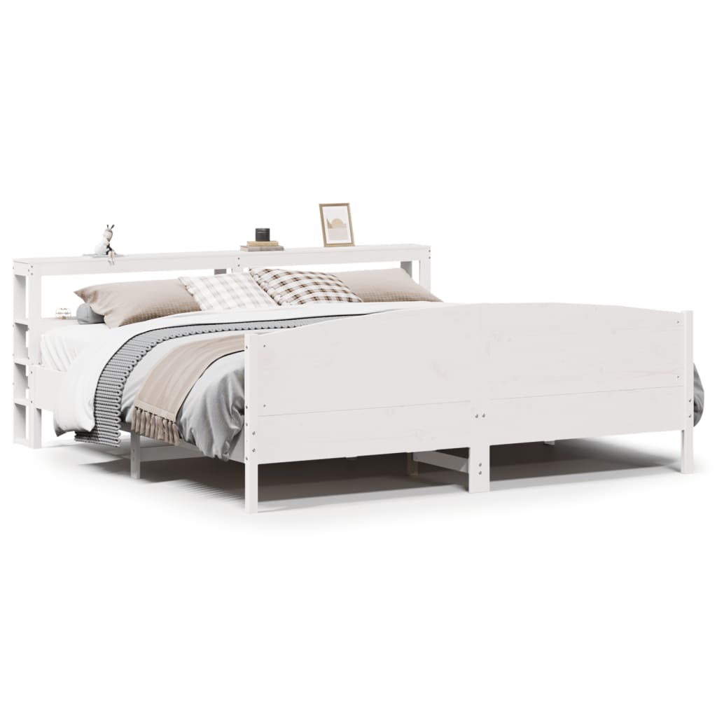 Cadre de lit sans matelas blanc 200x200 cm bois massif de pin - XIOS