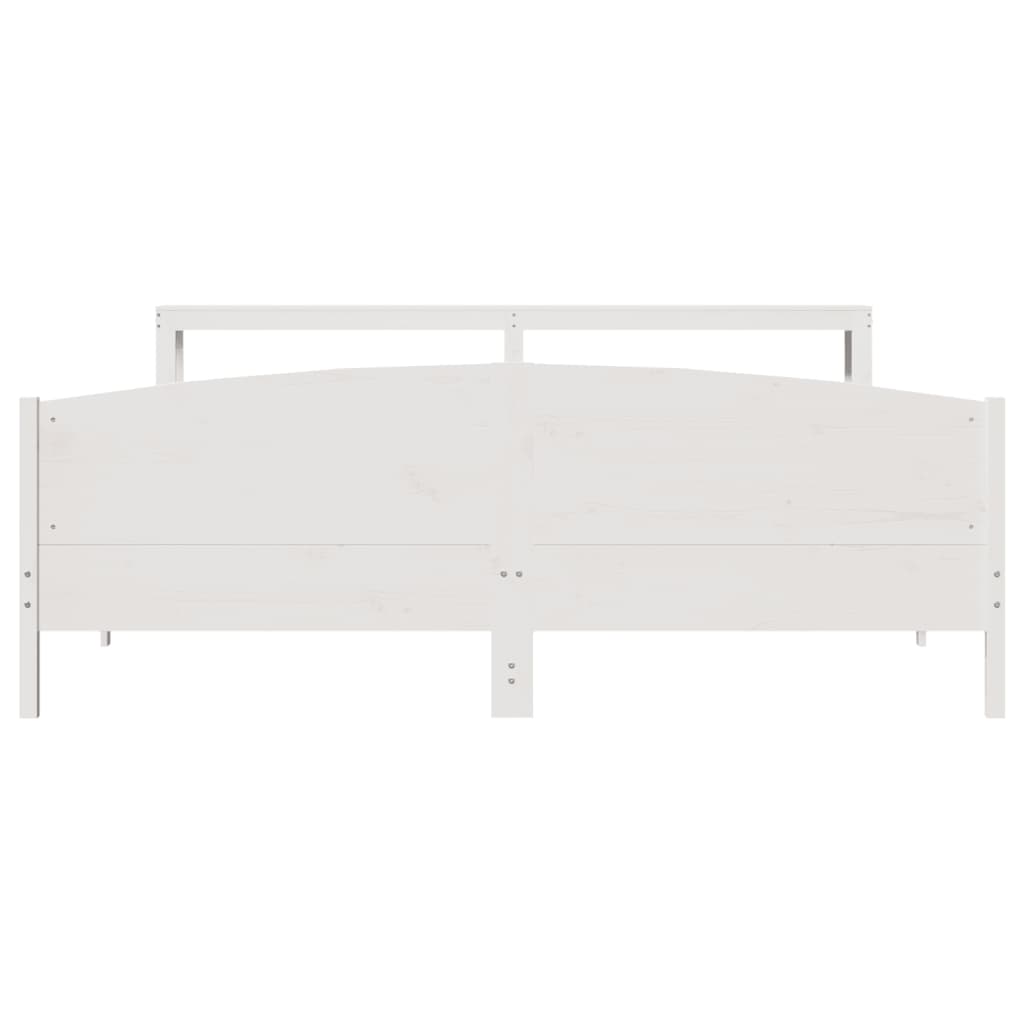 Cadre de lit sans matelas blanc 200x200 cm bois massif de pin - XIOS