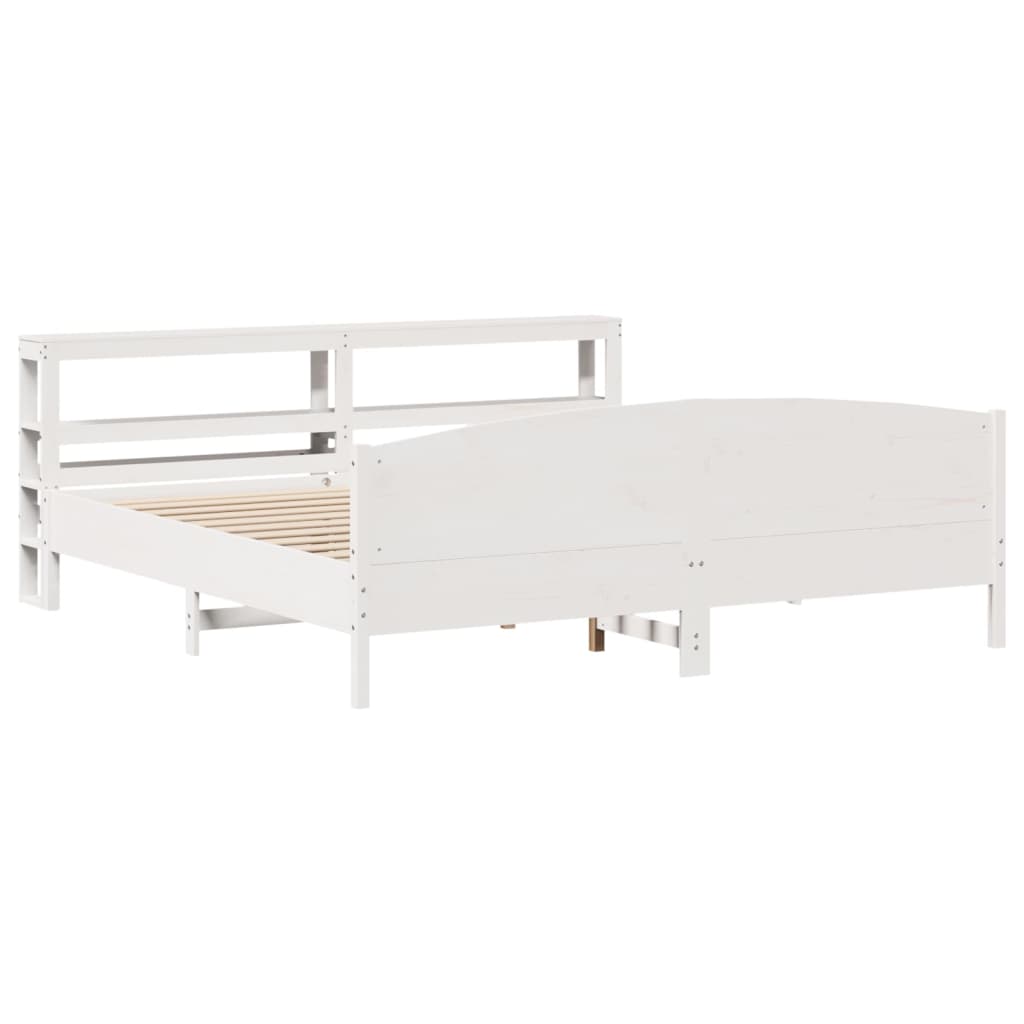 Cadre de lit sans matelas blanc 180x200 cm bois massif de pin - XIOS