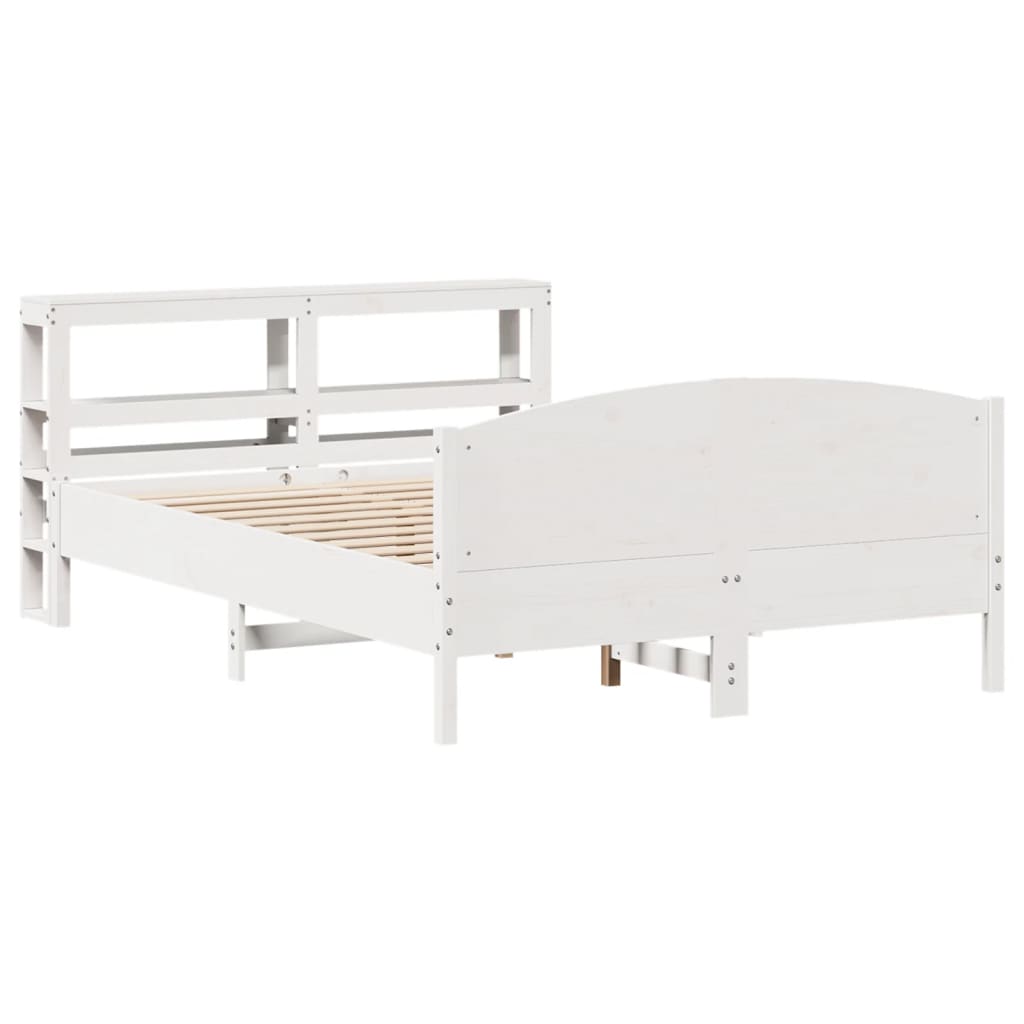 Cadre de lit sans matelas blanc 160x200 cm bois de pin massif - XIOS
