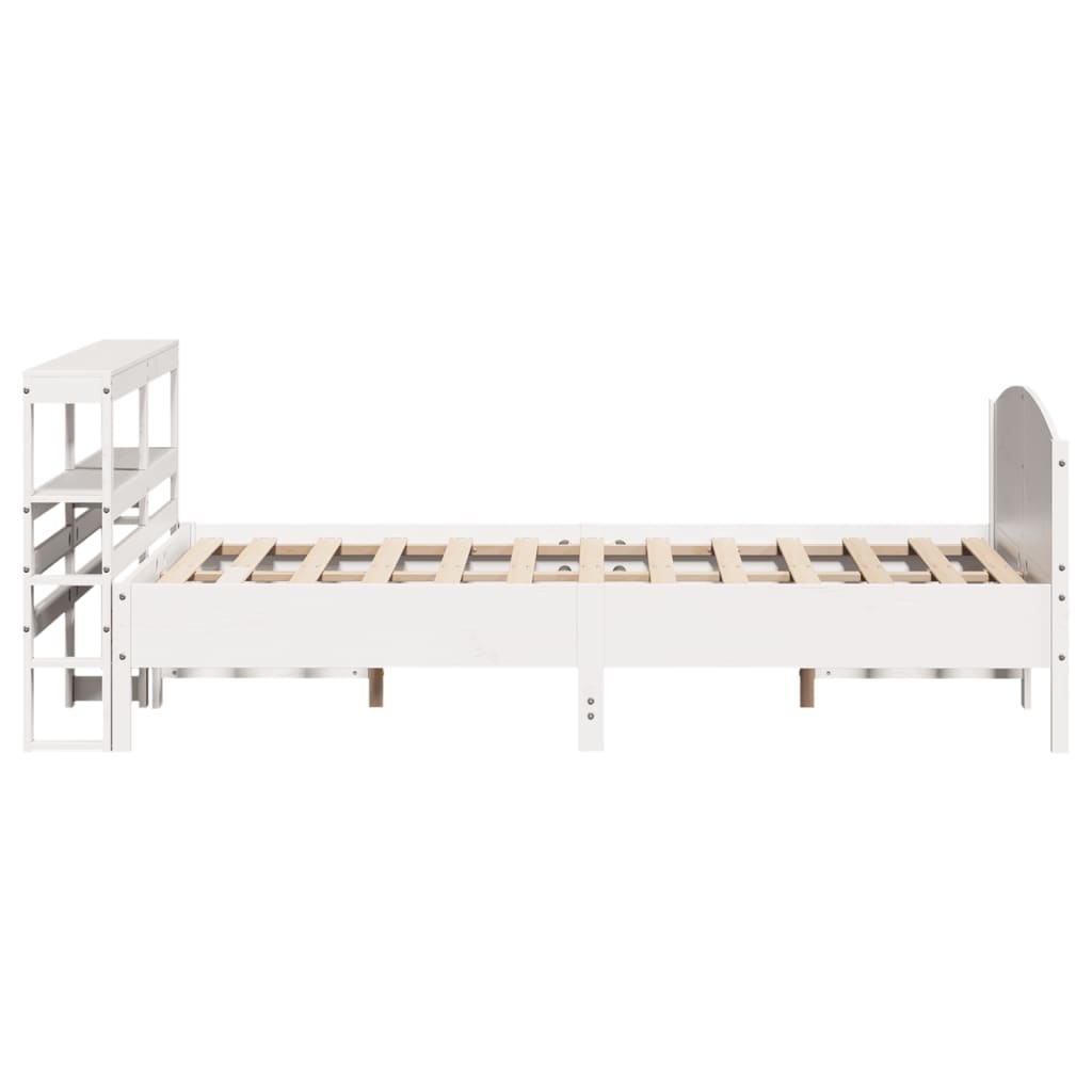 Cadre de lit sans matelas blanc 150x200 cm bois de pin massif - XIOS