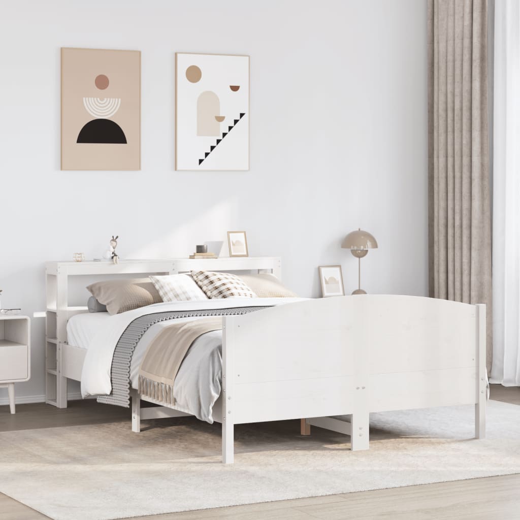 Cadre de lit sans matelas blanc 120x200 cm bois de pin massif - XIOS