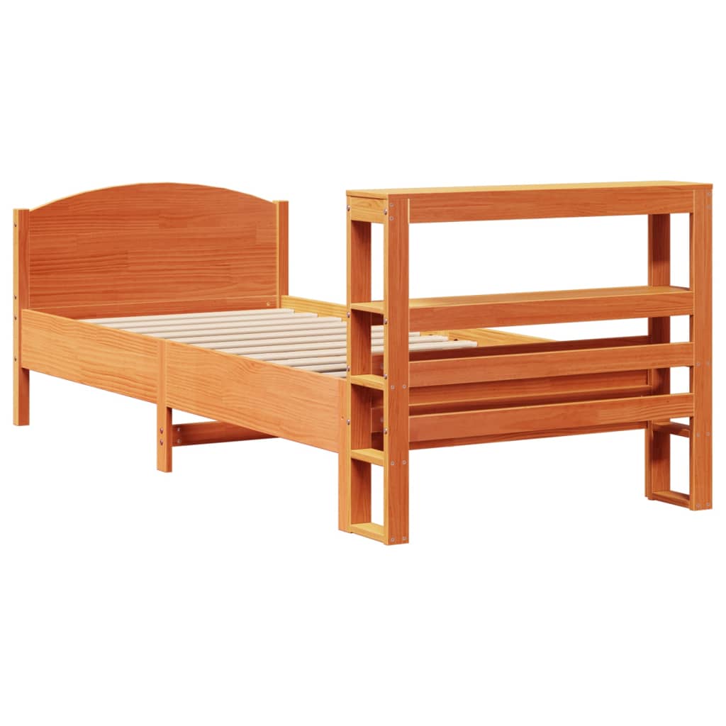 Cadre de lit sans matelas cire marron 100x200cm bois pin massif - XIOS