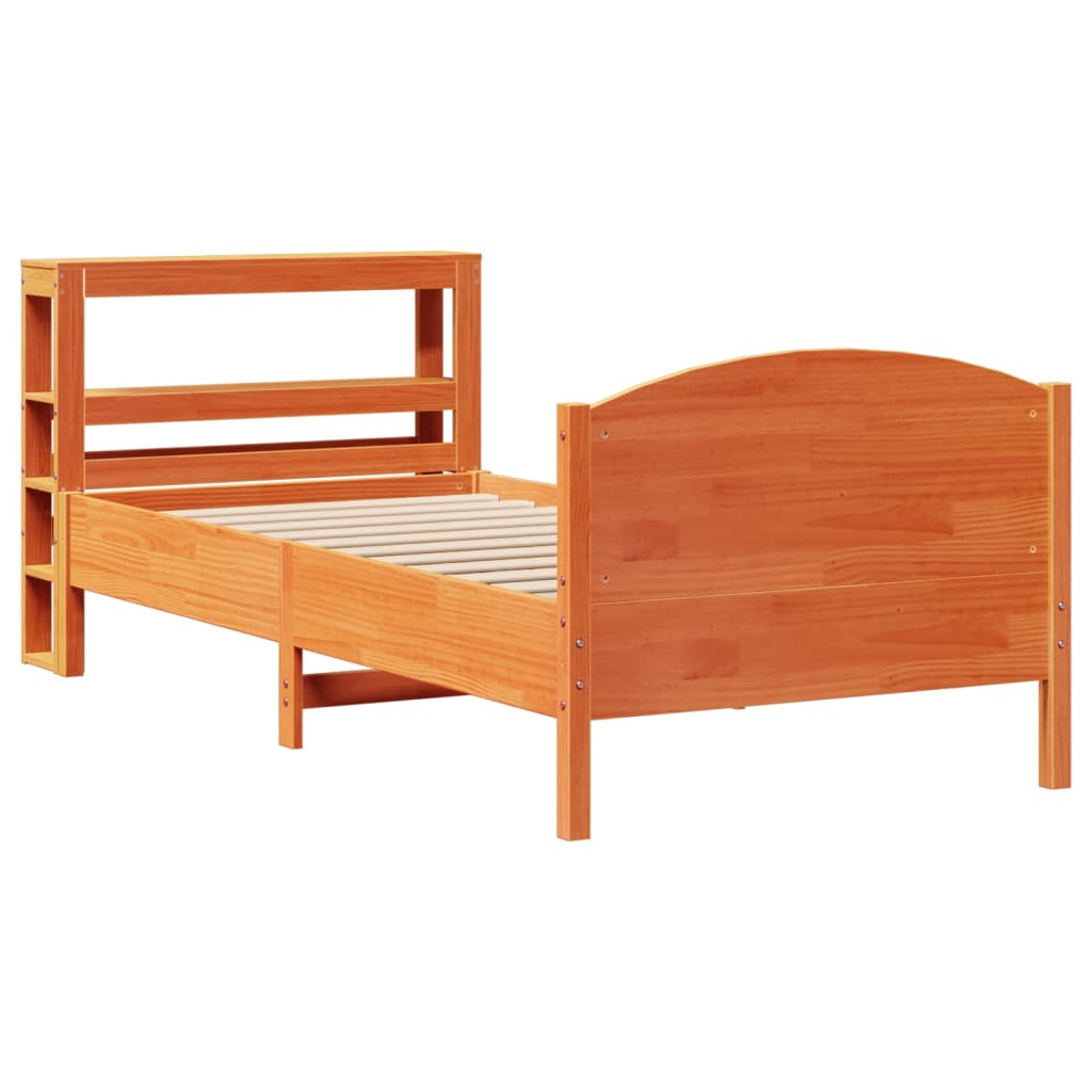 Cadre de lit sans matelas cire marron 90x200 cm bois pin massif - XIOS