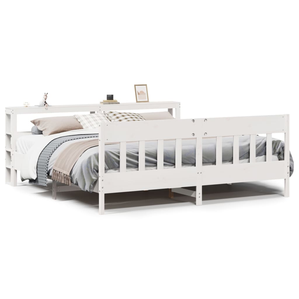 Cadre de lit sans matelas blanc 200x200 cm bois massif de pin - XIOS
