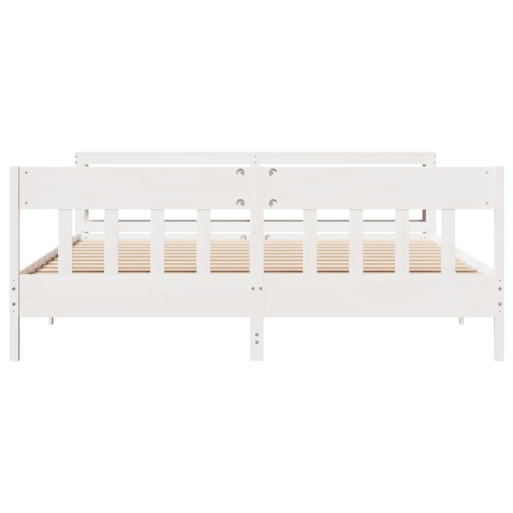 Cadre de lit sans matelas blanc 200x200 cm bois massif de pin - XIOS