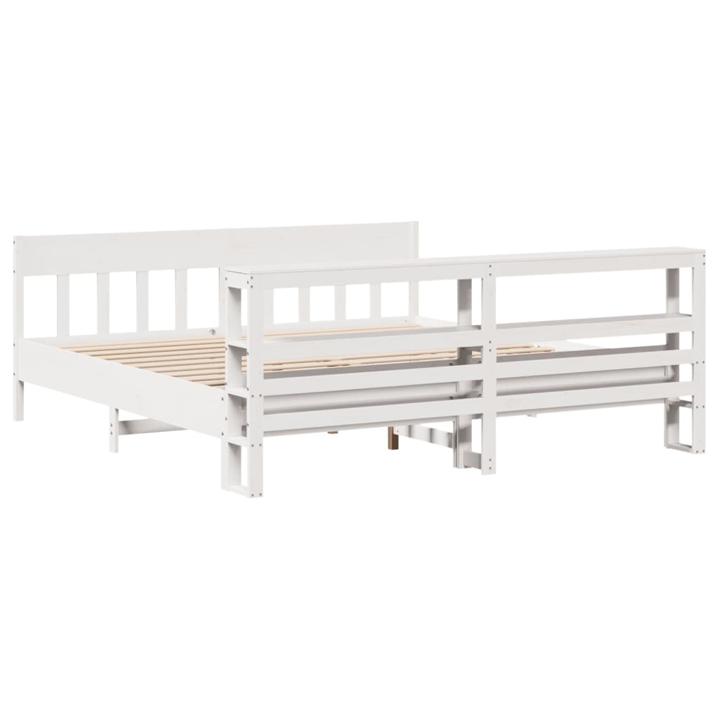Cadre de lit sans matelas blanc 200x200 cm bois massif de pin - XIOS