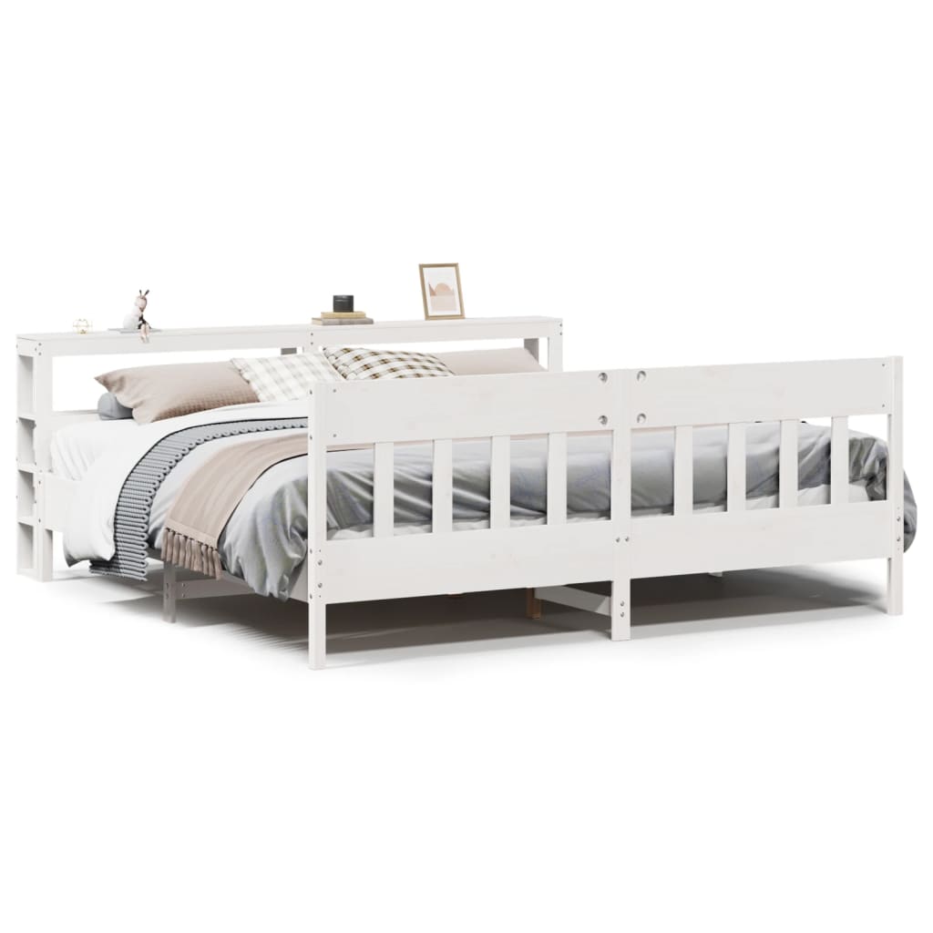 Cadre de lit sans matelas blanc 180x200 cm bois massif de pin - XIOS
