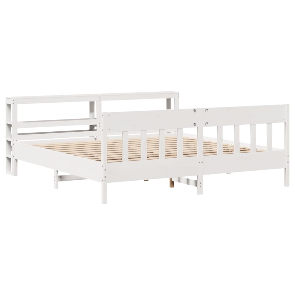 Cadre de lit sans matelas blanc 180x200 cm bois massif de pin - XIOS