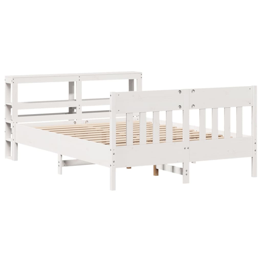 Cadre de lit sans matelas blanc 160x200 cm bois de pin massif - XIOS