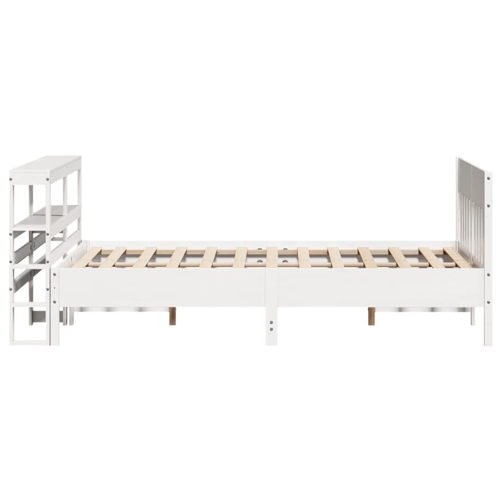 Cadre de lit sans matelas blanc 150x200 cm bois de pin massif - XIOS