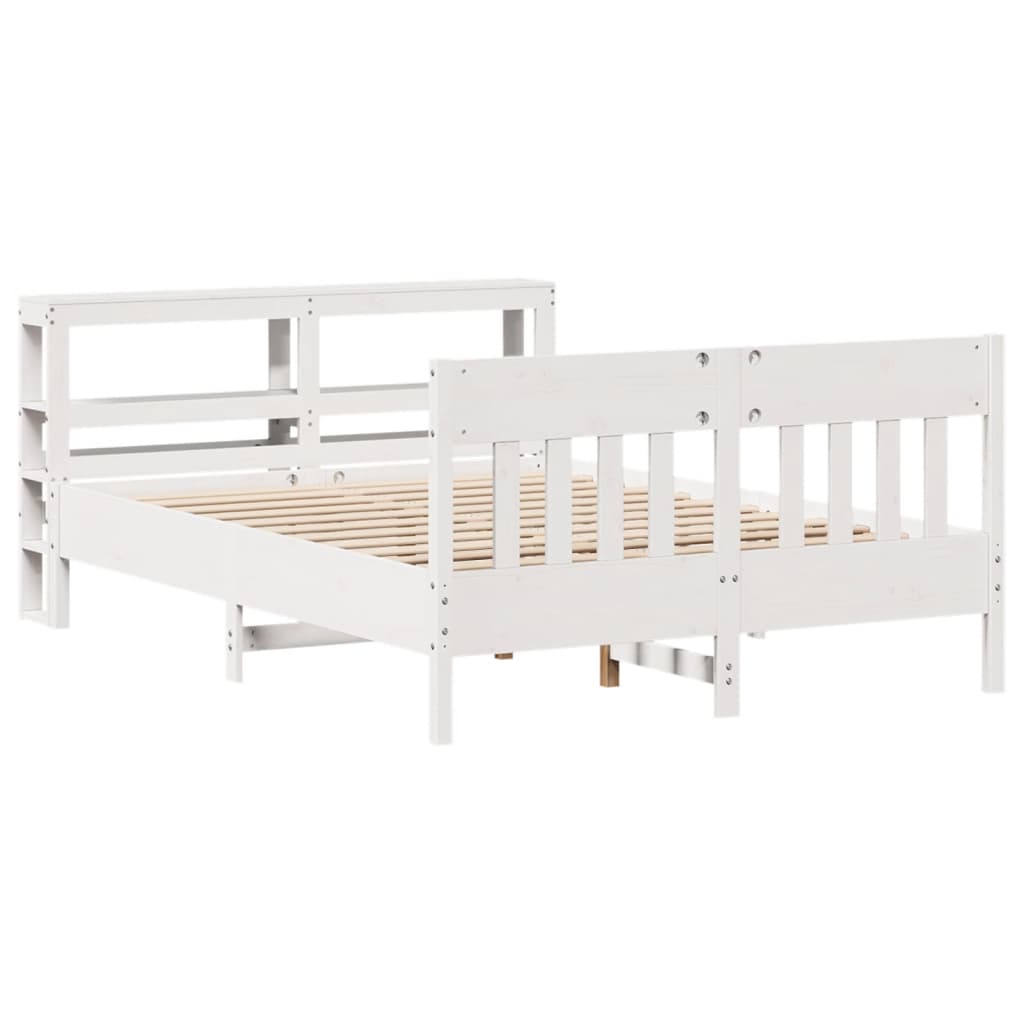 Cadre de lit sans matelas blanc 140x200 cm bois de pin massif - XIOS