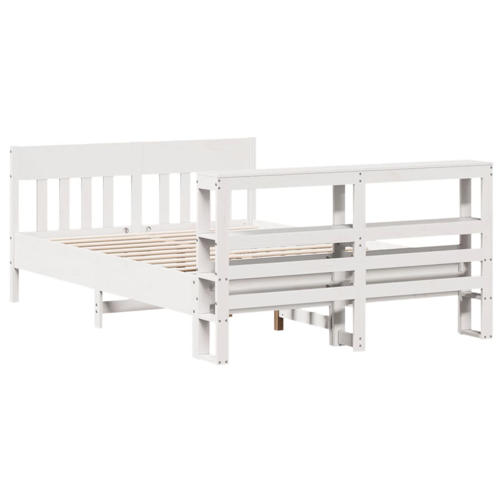 Cadre de lit sans matelas blanc 140x200 cm bois de pin massif - XIOS